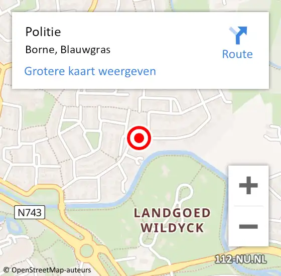 Locatie op kaart van de 112 melding: Politie Borne, Blauwgras op 18 maart 2020 11:22