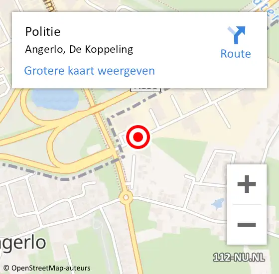 Locatie op kaart van de 112 melding: Politie Angerlo, De Koppeling op 18 maart 2020 11:25