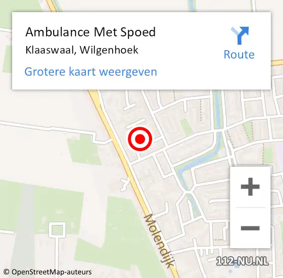 Locatie op kaart van de 112 melding: Ambulance Met Spoed Naar Klaaswaal, Wilgenhoek op 18 maart 2020 11:41