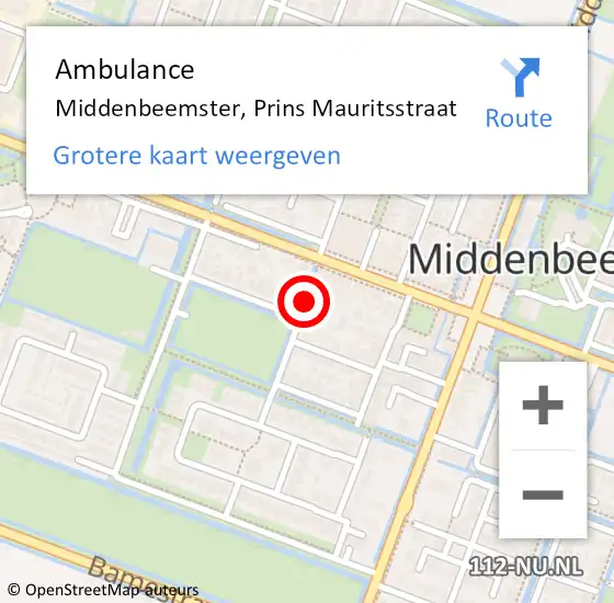 Locatie op kaart van de 112 melding: Ambulance Middenbeemster, Prins Mauritsstraat op 18 maart 2020 11:44