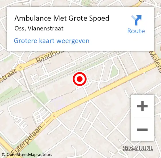 Locatie op kaart van de 112 melding: Ambulance Met Grote Spoed Naar Oss, Vianenstraat op 18 maart 2020 12:05