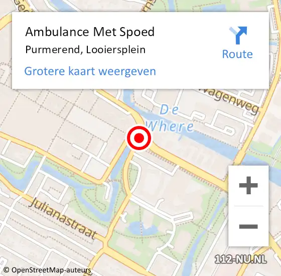 Locatie op kaart van de 112 melding: Ambulance Met Spoed Naar Purmerend, Looiersplein op 18 maart 2020 12:14