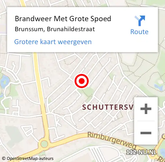 Locatie op kaart van de 112 melding: Brandweer Met Grote Spoed Naar Brunssum, Brunahildestraat op 18 maart 2020 13:04