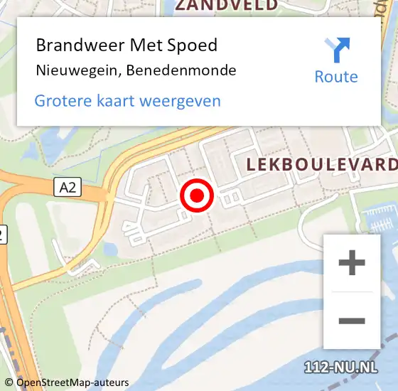 Locatie op kaart van de 112 melding: Brandweer Met Spoed Naar Nieuwegein, Benedenmonde op 18 maart 2020 14:09