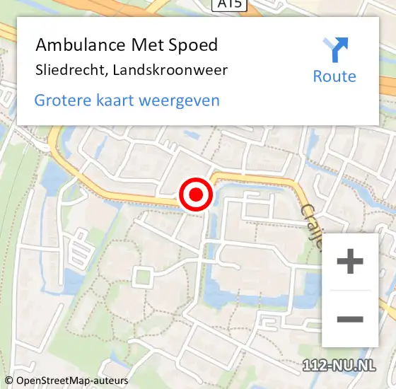 Locatie op kaart van de 112 melding: Ambulance Met Spoed Naar Sliedrecht, Landskroonweer op 18 maart 2020 14:17