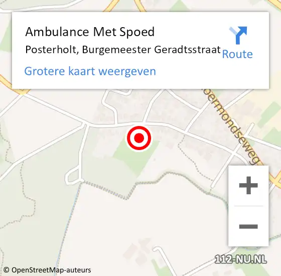 Locatie op kaart van de 112 melding: Ambulance Met Spoed Naar Posterholt, Burgemeester Geradtsstraat op 18 maart 2020 14:28