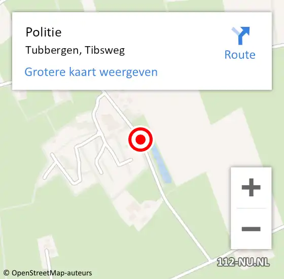 Locatie op kaart van de 112 melding: Politie Tubbergen, Tibsweg op 18 maart 2020 15:13