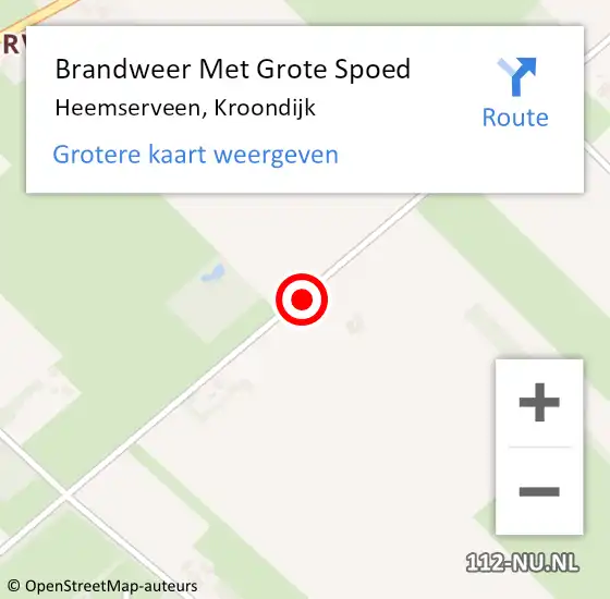 Locatie op kaart van de 112 melding: Brandweer Met Grote Spoed Naar Heemserveen, Kroondijk op 18 maart 2020 15:15