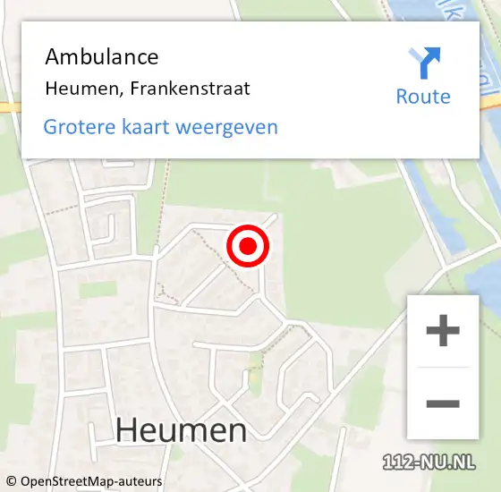 Locatie op kaart van de 112 melding: Ambulance Heumen, Frankenstraat op 18 maart 2020 16:22