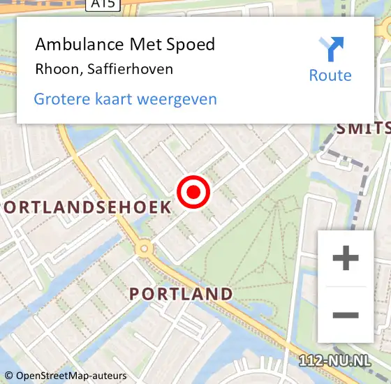 Locatie op kaart van de 112 melding: Ambulance Met Spoed Naar Rhoon, Saffierhoven op 18 maart 2020 16:50
