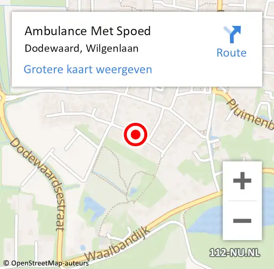 Locatie op kaart van de 112 melding: Ambulance Met Spoed Naar Dodewaard, Wilgenlaan op 18 maart 2020 17:07