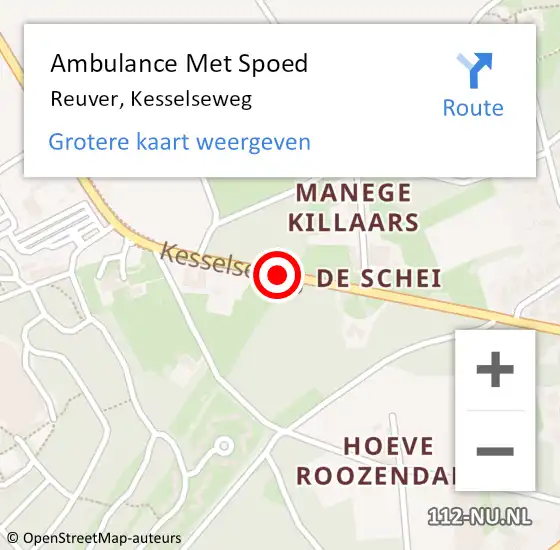 Locatie op kaart van de 112 melding: Ambulance Met Spoed Naar Reuver, Kesselseweg op 18 maart 2020 17:52