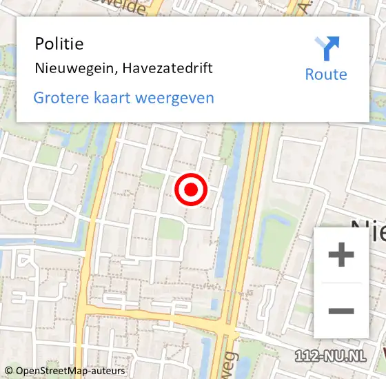 Locatie op kaart van de 112 melding: Politie Nieuwegein, Havezatedrift op 18 maart 2020 18:19