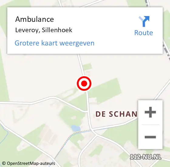 Locatie op kaart van de 112 melding: Ambulance Leveroy, Sillenhoek op 18 maart 2020 20:07