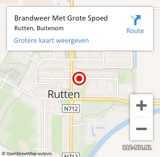 Locatie op kaart van de 112 melding: Brandweer Met Grote Spoed Naar Rutten, Buitenom op 18 maart 2020 20:33