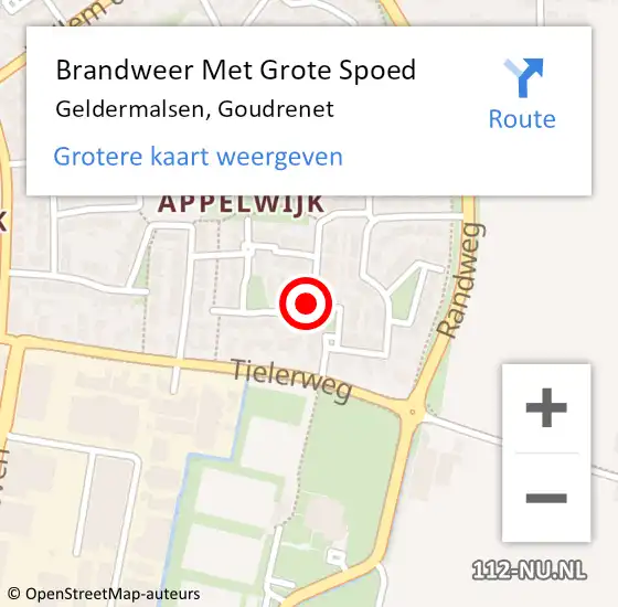 Locatie op kaart van de 112 melding: Brandweer Met Grote Spoed Naar Geldermalsen, Goudrenet op 18 maart 2020 22:14