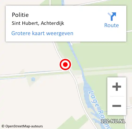 Locatie op kaart van de 112 melding: Politie Sint Hubert, Achterdijk op 1 mei 2014 17:19