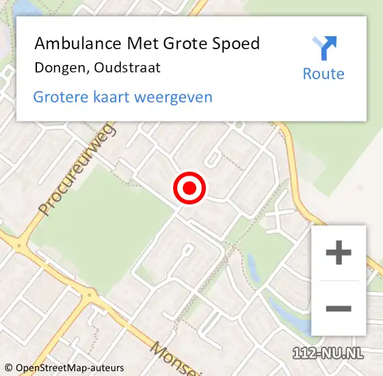 Locatie op kaart van de 112 melding: Ambulance Met Grote Spoed Naar Dongen, Oudstraat op 18 maart 2020 23:30