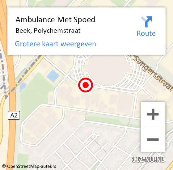 Locatie op kaart van de 112 melding: Ambulance Met Spoed Naar Beek, Polychemstraat op 18 maart 2020 23:42