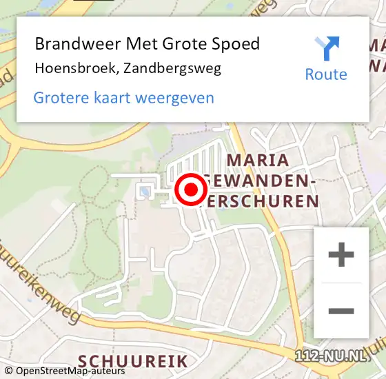 Locatie op kaart van de 112 melding: Brandweer Met Grote Spoed Naar Hoensbroek, Zandbergsweg op 19 maart 2020 00:01