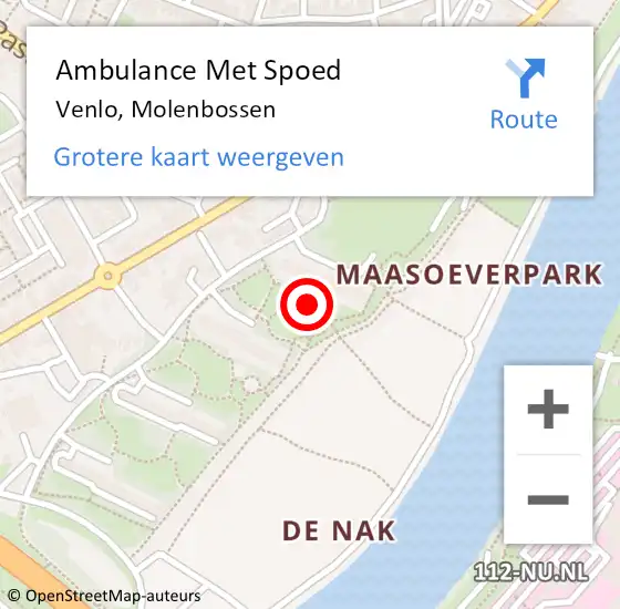 Locatie op kaart van de 112 melding: Ambulance Met Spoed Naar Venlo, Molenbossen op 19 maart 2020 02:10