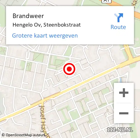 Locatie op kaart van de 112 melding: Brandweer Hengelo Ov, Steenbokstraat op 19 maart 2020 04:21