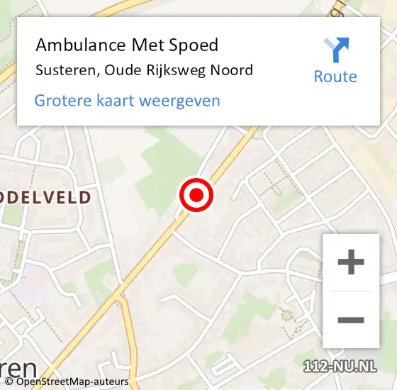 Locatie op kaart van de 112 melding: Ambulance Met Spoed Naar Susteren, Oude Rijksweg Noord op 19 maart 2020 04:45