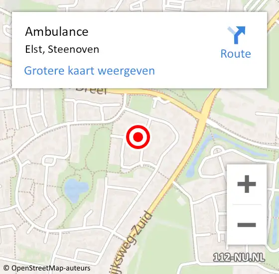 Locatie op kaart van de 112 melding: Ambulance Elst, Steenoven op 19 maart 2020 09:24