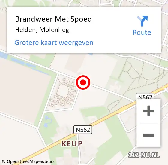 Locatie op kaart van de 112 melding: Brandweer Met Spoed Naar Helden, Molenheg op 19 maart 2020 09:38