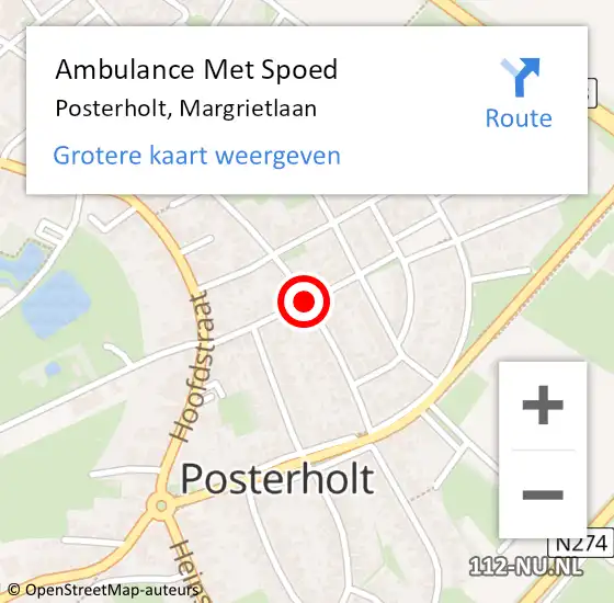 Locatie op kaart van de 112 melding: Ambulance Met Spoed Naar Posterholt, Margrietlaan op 19 maart 2020 09:57