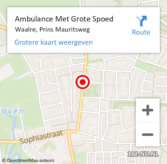 Locatie op kaart van de 112 melding: Ambulance Met Grote Spoed Naar Waalre, Prins Mauritsweg op 19 maart 2020 10:04