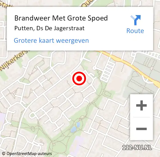 Locatie op kaart van de 112 melding: Brandweer Met Grote Spoed Naar Putten, Ds De Jagerstraat op 19 maart 2020 10:11