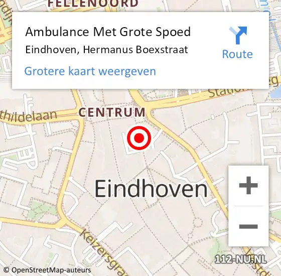 Locatie op kaart van de 112 melding: Ambulance Met Grote Spoed Naar Eindhoven, Hermanus Boexstraat op 19 maart 2020 10:14