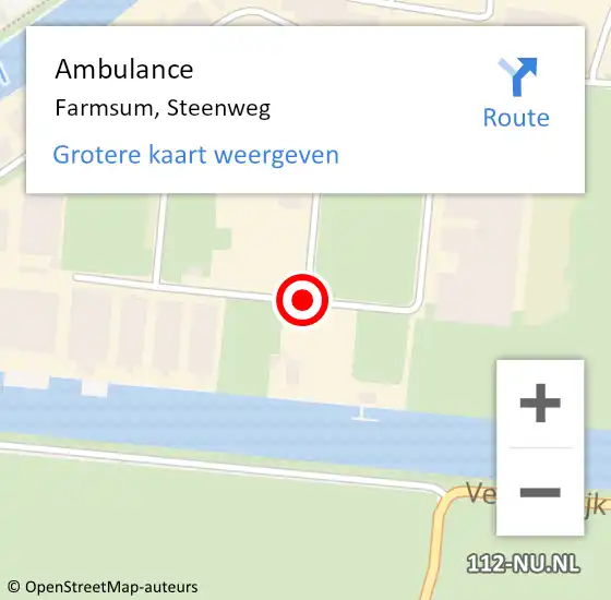 Locatie op kaart van de 112 melding: Ambulance Farmsum, Steenweg op 19 maart 2020 10:22