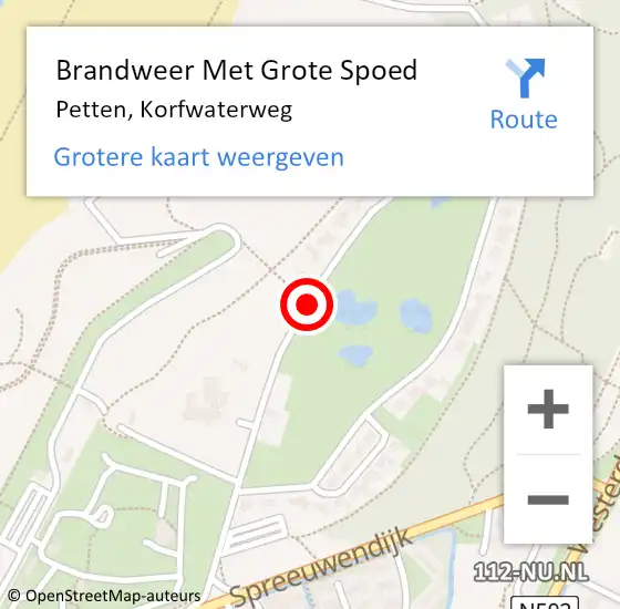 Locatie op kaart van de 112 melding: Brandweer Met Grote Spoed Naar Petten, Korfwaterweg op 19 maart 2020 10:41