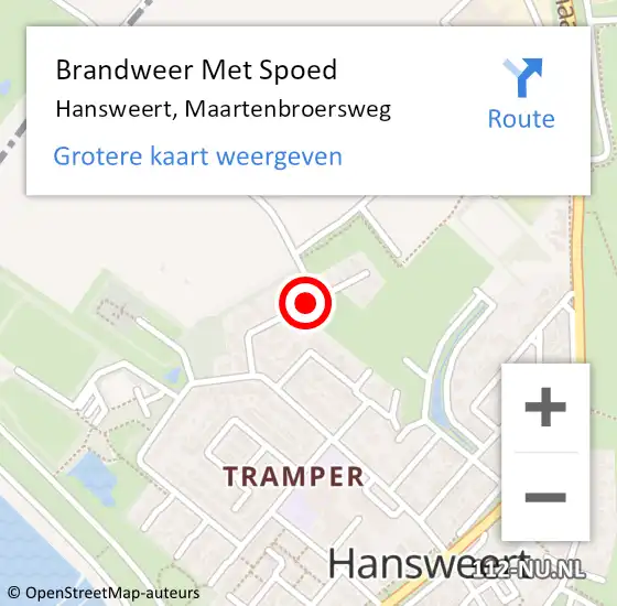 Locatie op kaart van de 112 melding: Brandweer Met Spoed Naar Hansweert, Maartenbroersweg op 19 maart 2020 10:42