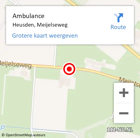 Locatie op kaart van de 112 melding: Ambulance Heusden, Meijelseweg op 19 maart 2020 11:34