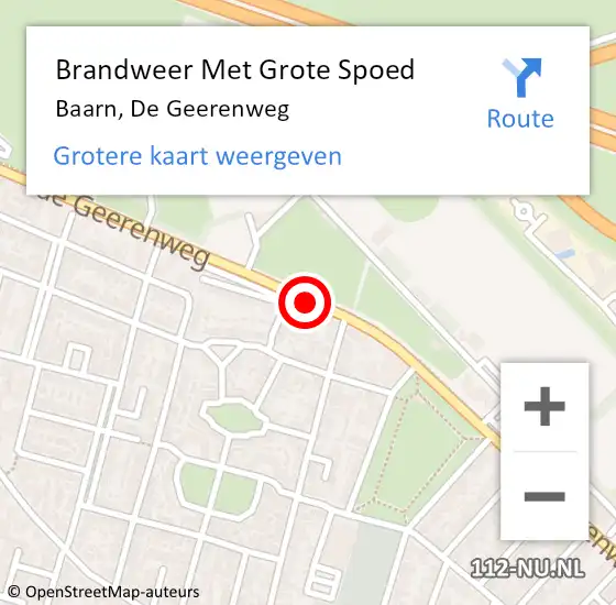 Locatie op kaart van de 112 melding: Brandweer Met Grote Spoed Naar Baarn, De Geerenweg op 19 maart 2020 11:57