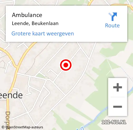 Locatie op kaart van de 112 melding: Ambulance Leende, Beukenlaan op 19 maart 2020 12:03