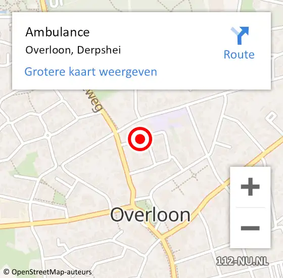 Locatie op kaart van de 112 melding: Ambulance Overloon, Derpshei op 19 maart 2020 12:25
