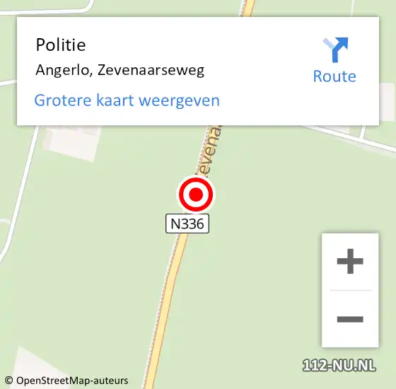 Locatie op kaart van de 112 melding: Politie Angerlo, Zevenaarseweg op 19 maart 2020 13:05