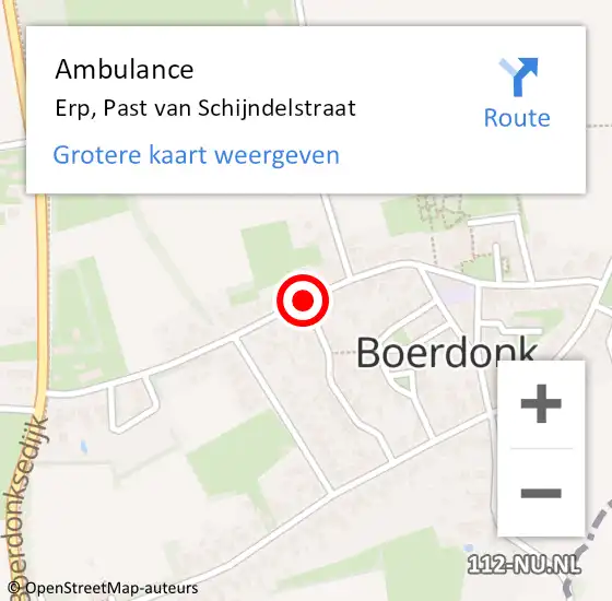 Locatie op kaart van de 112 melding: Ambulance Erp, Past van Schijndelstraat op 19 maart 2020 13:10