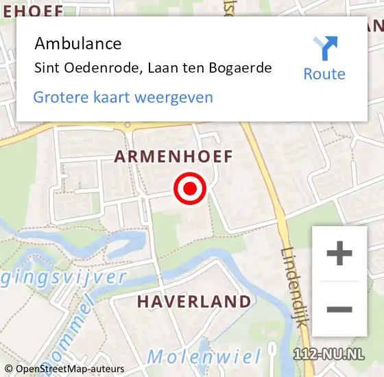 Locatie op kaart van de 112 melding: Ambulance Sint Oedenrode, Laan ten Bogaerde op 19 maart 2020 14:08