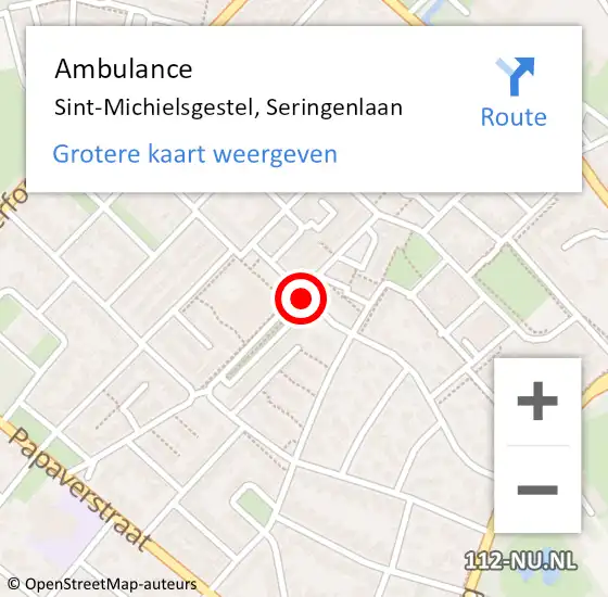 Locatie op kaart van de 112 melding: Ambulance Sint-Michielsgestel, Seringenlaan op 19 maart 2020 14:27