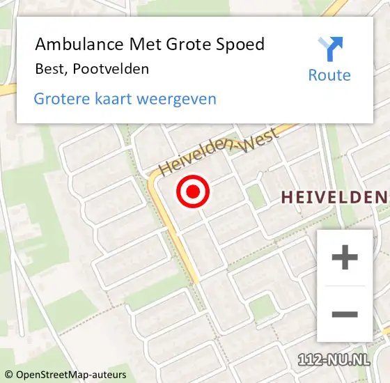 Locatie op kaart van de 112 melding: Ambulance Met Grote Spoed Naar Best, Pootvelden op 19 maart 2020 15:15