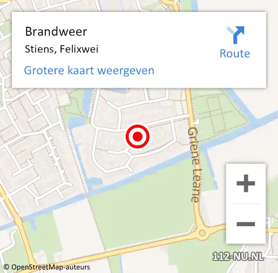 Locatie op kaart van de 112 melding: Brandweer Stiens, Felixwei op 1 mei 2014 18:25