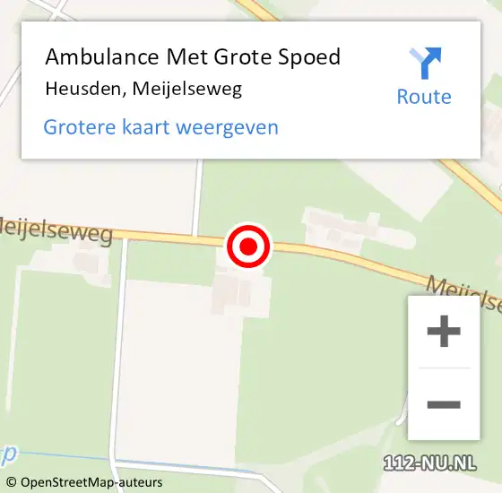 Locatie op kaart van de 112 melding: Ambulance Met Grote Spoed Naar Heusden, Meijelseweg op 19 maart 2020 17:10