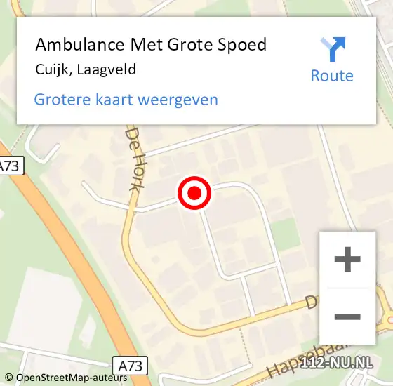 Locatie op kaart van de 112 melding: Ambulance Met Grote Spoed Naar Cuijk, Laagveld op 19 maart 2020 17:15