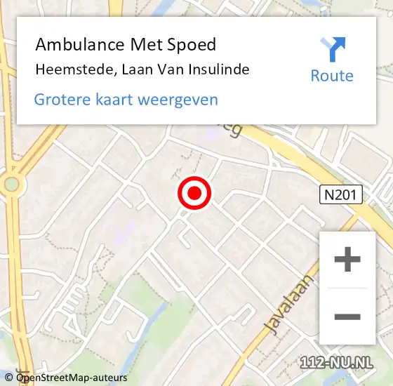 Locatie op kaart van de 112 melding: Ambulance Met Spoed Naar Heemstede, Laan Van Insulinde op 19 maart 2020 18:09