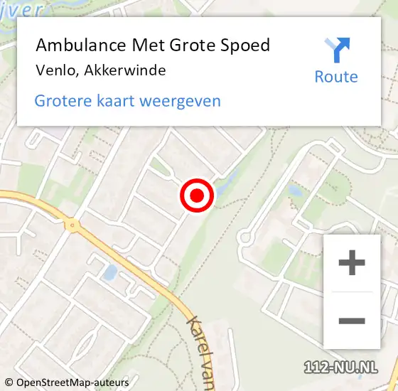 Locatie op kaart van de 112 melding: Ambulance Met Grote Spoed Naar Venlo, Akkerwinde op 19 maart 2020 18:09